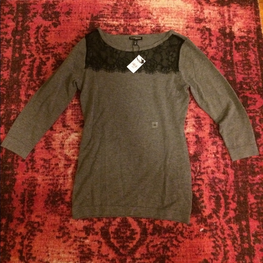 Grey Express light sweater top, NWT XS